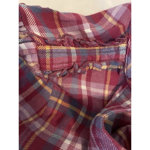 Matilda Jane Multicolor Plaid purple Top tunic Shirt Size Small Rayon ruffled - Picture 5 of 11